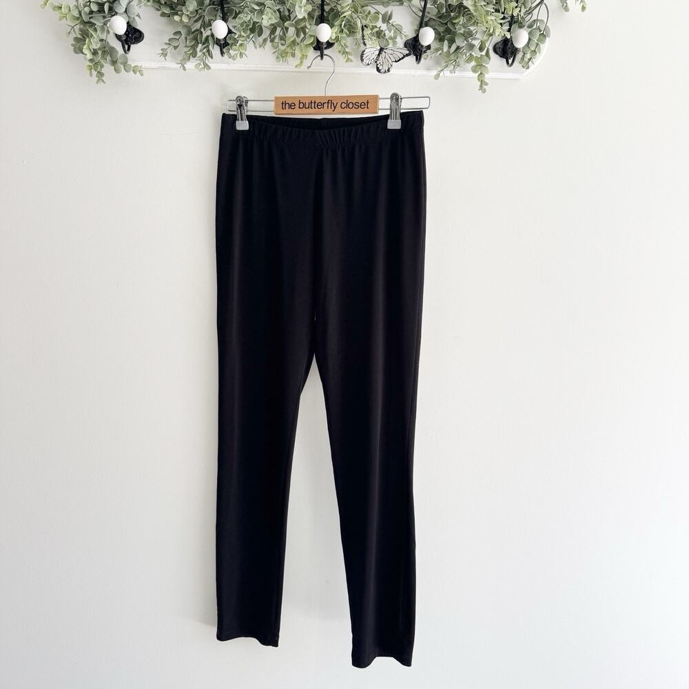 Clara Sun Wool Nylon Elastic Waist Black Pants Large JE